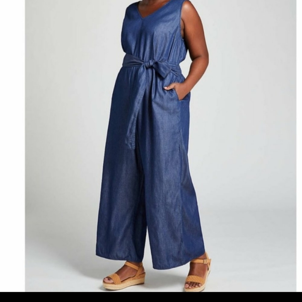 New Lane Bryant Surplice Top Wide Leg Jumpsuit 24 - Picture 1 of 14